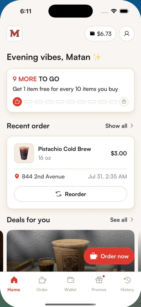 The Matto app home screen